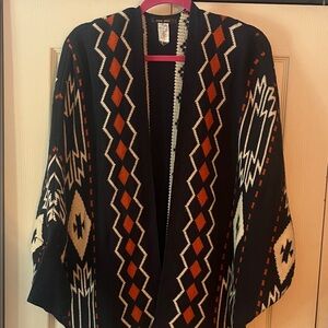 Chic Tribal Black and Orange Women's Poncho